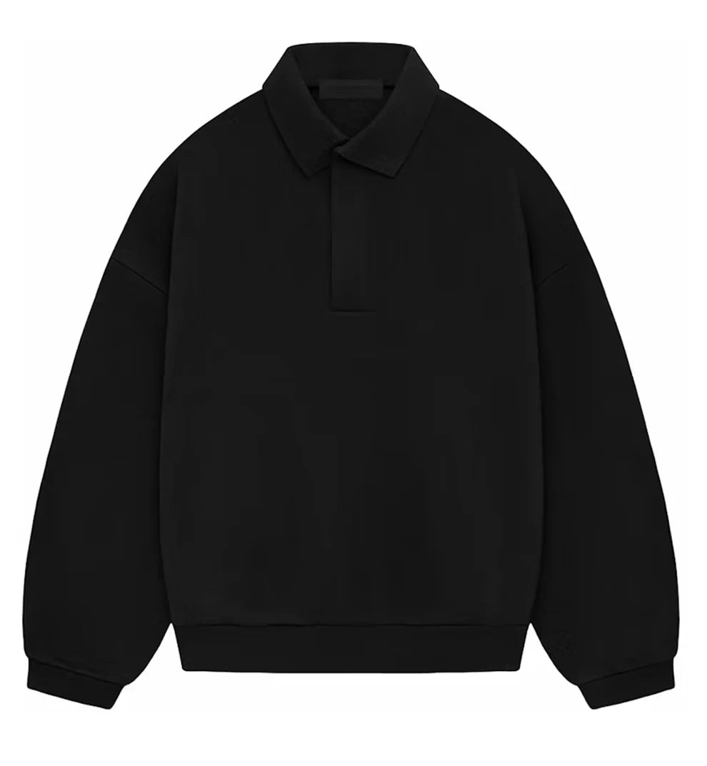 Fear of God Essentials 长袖Polo衬 SS24 漆黑色