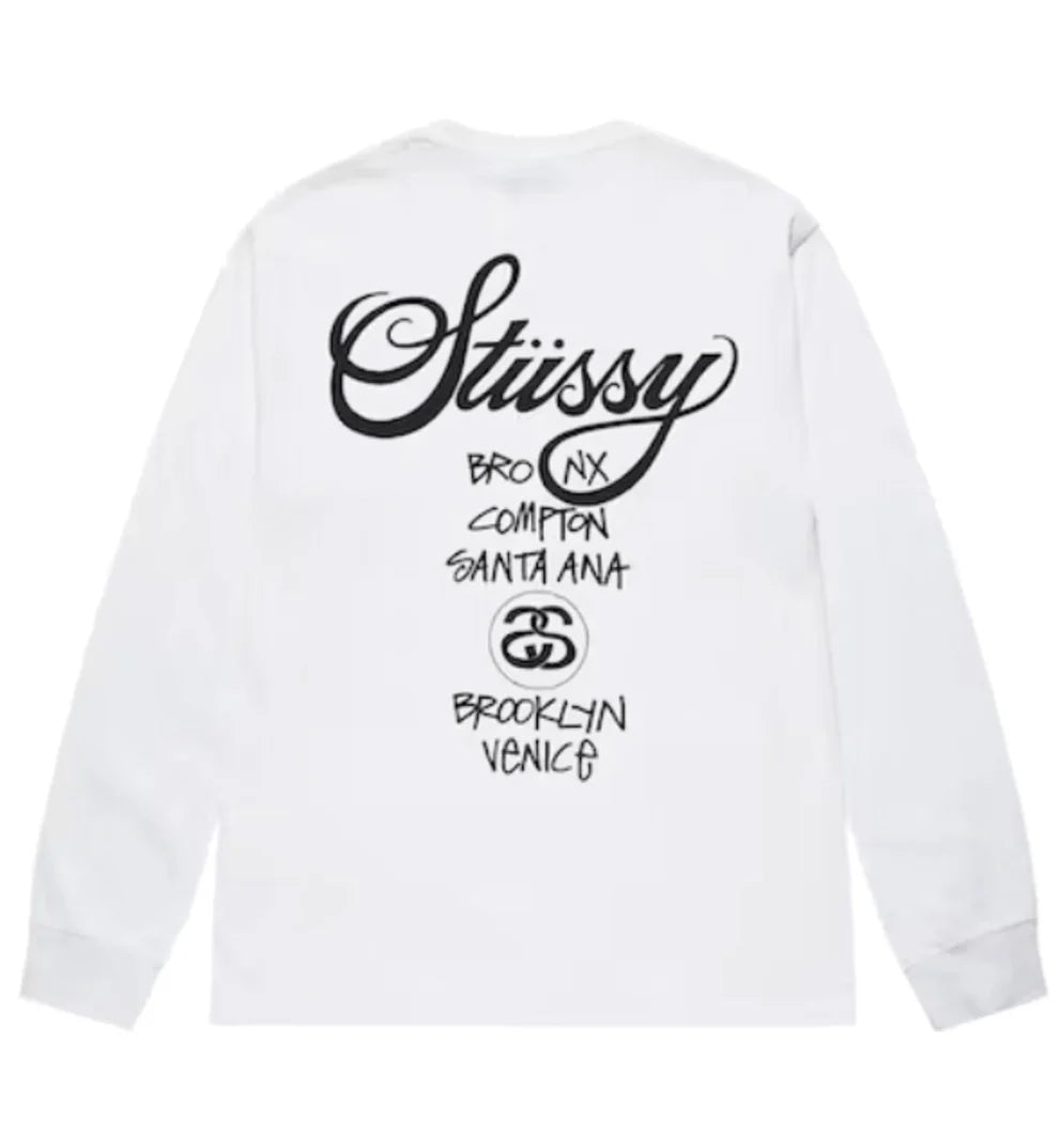 Stussy World Tour Crewneck Sweatshirt White